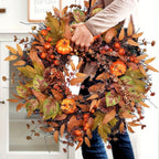 Fall wreath with pumpkins and pinecones 19.7 inch