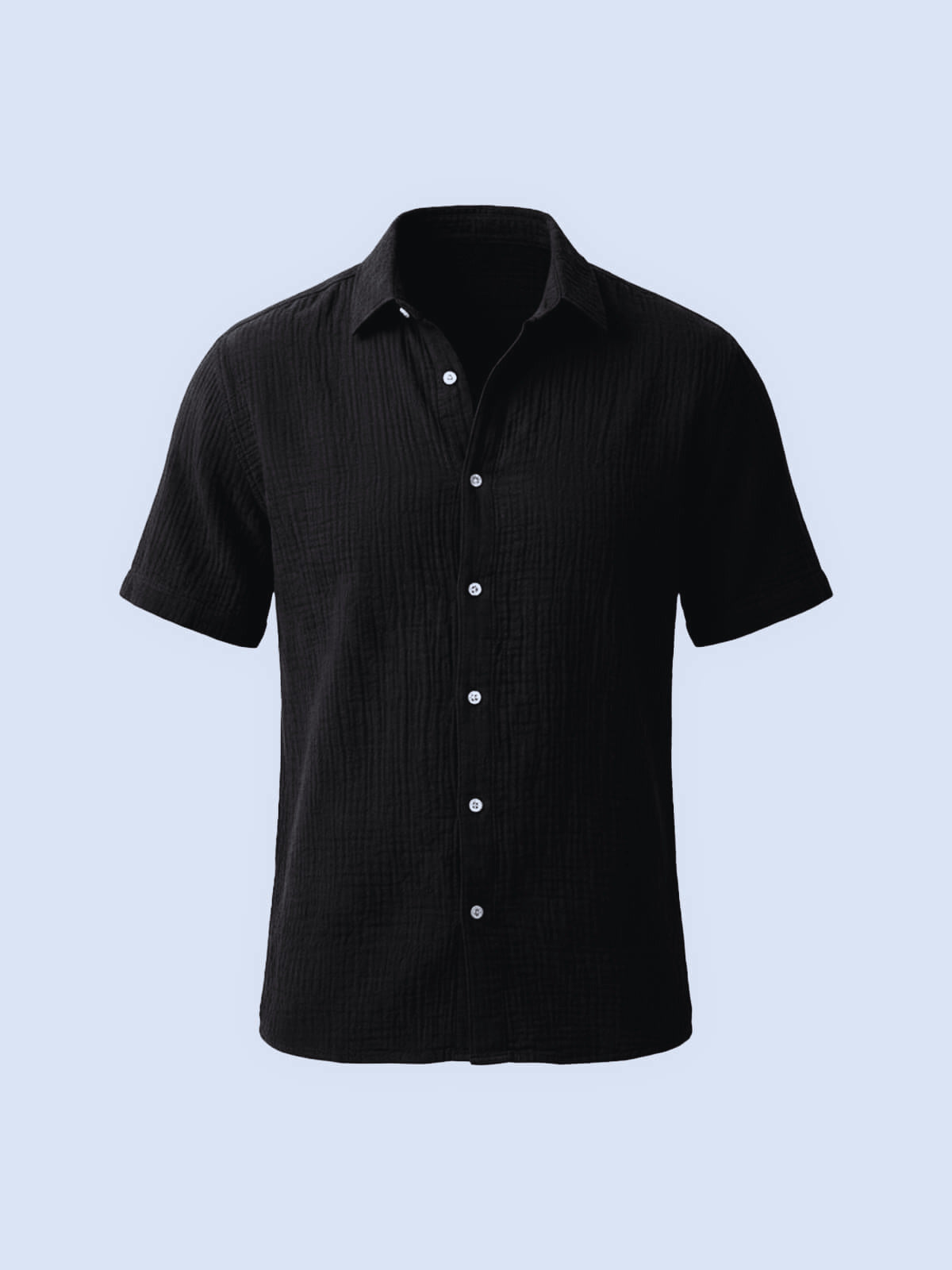 Crinkled Cotton Short Sleeve Button-Down Shirt