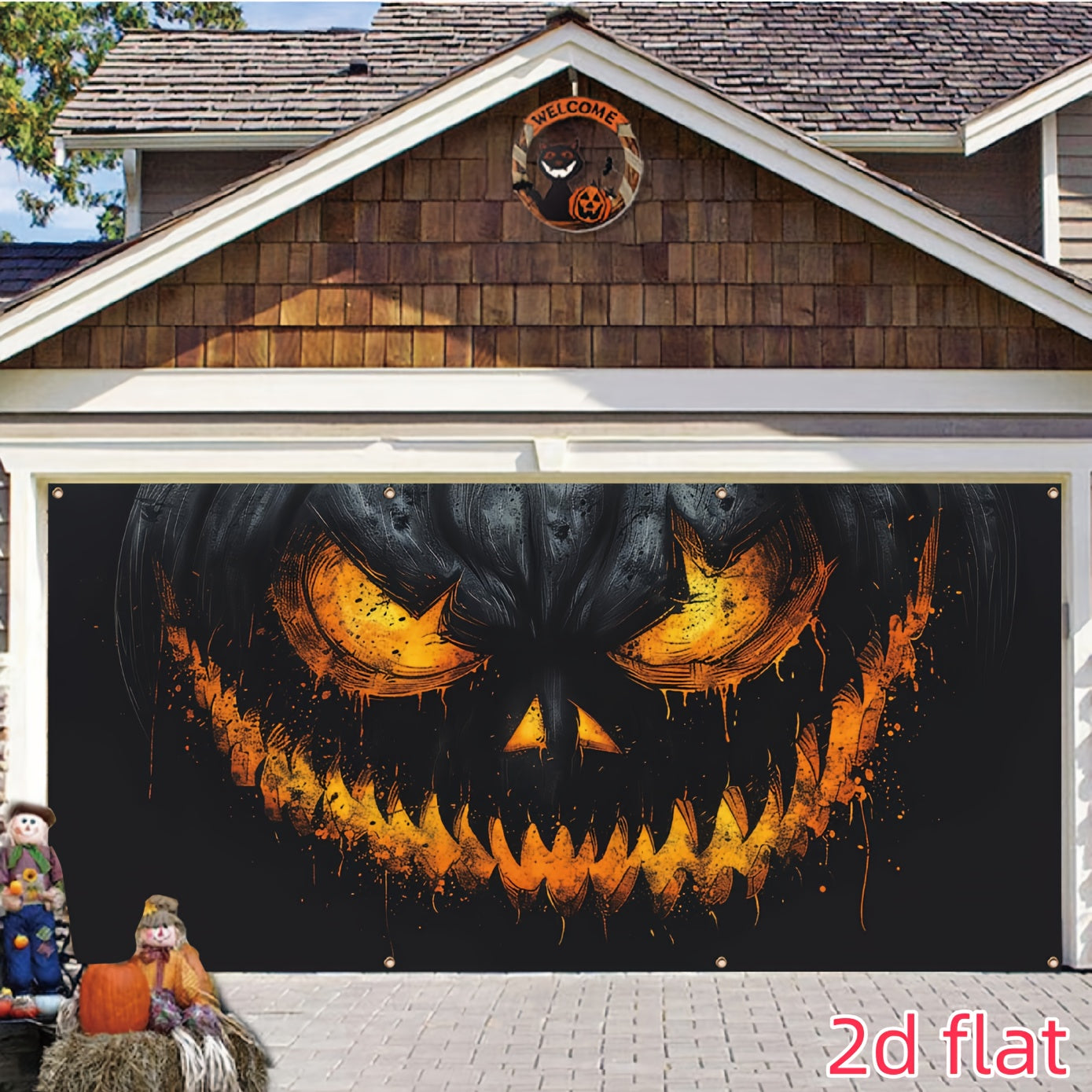 Large glowing Halloween garage door banner 157x71 inch