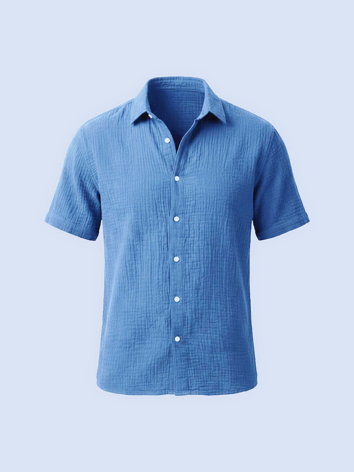 Crinkled Cotton Short Sleeve Button-Down Shirt