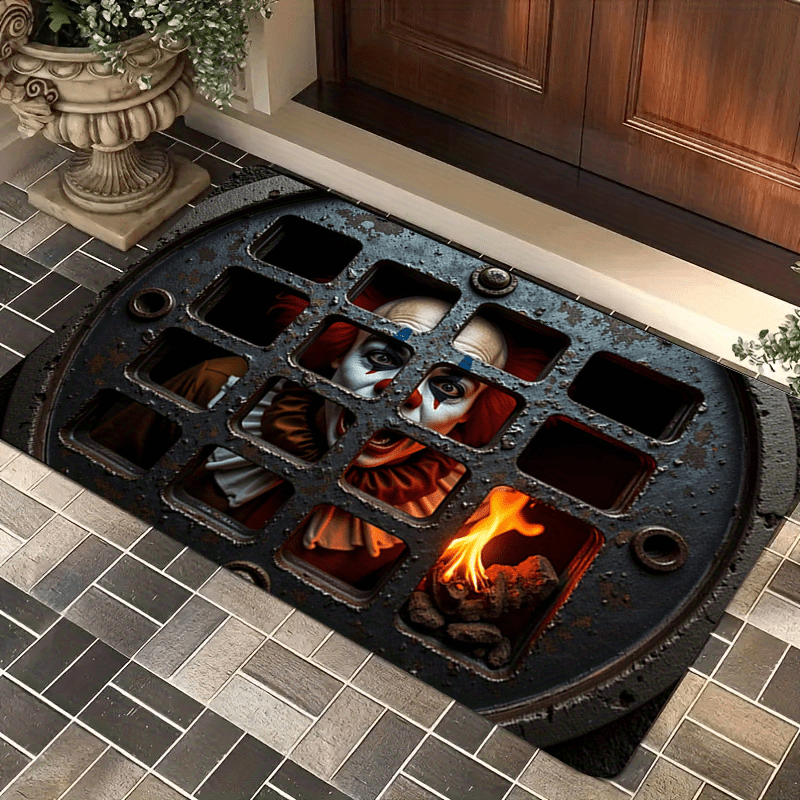 Horror gaze Halloween doormat with creepy eyes pattern