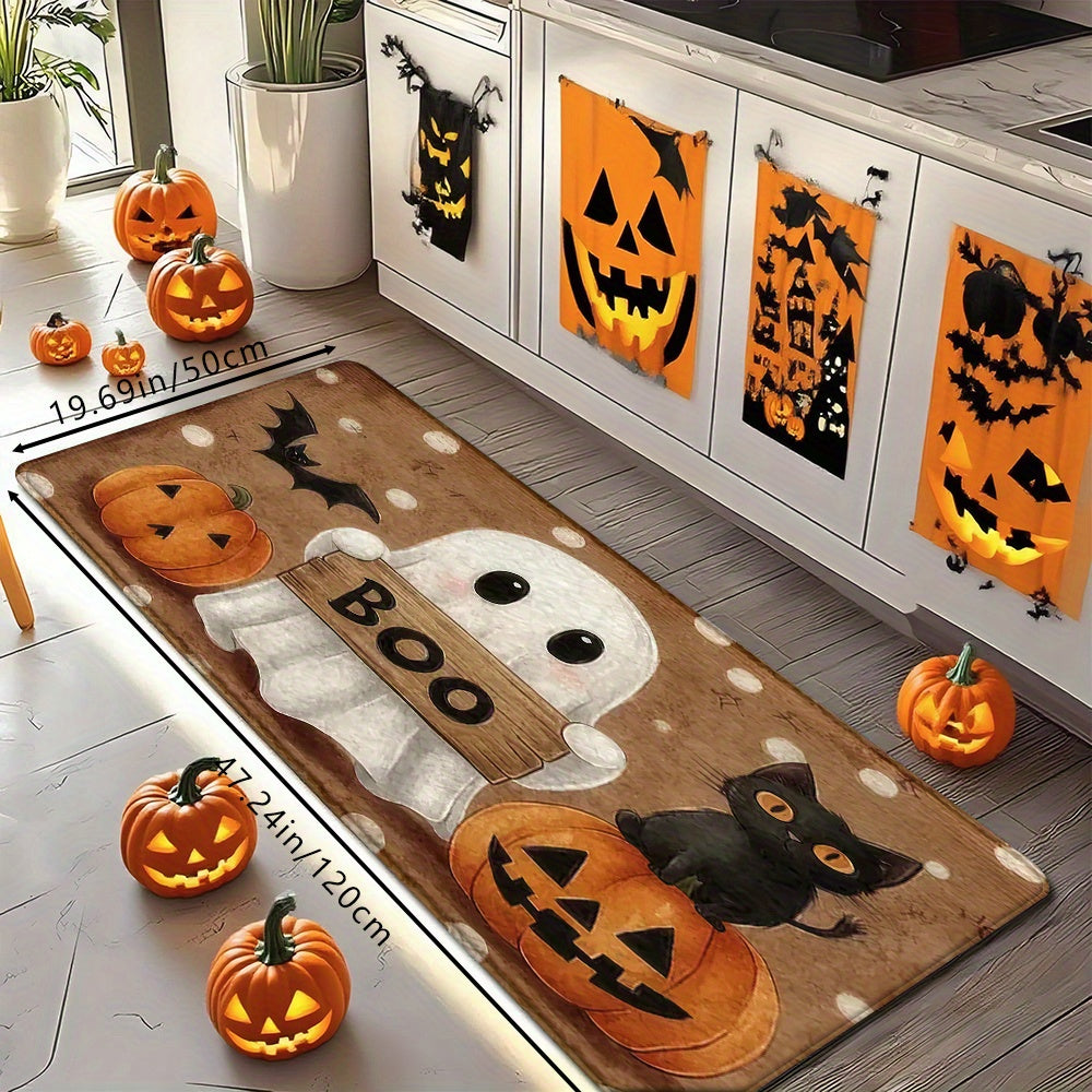 Ghost Halloween doormat with white ghost pattern