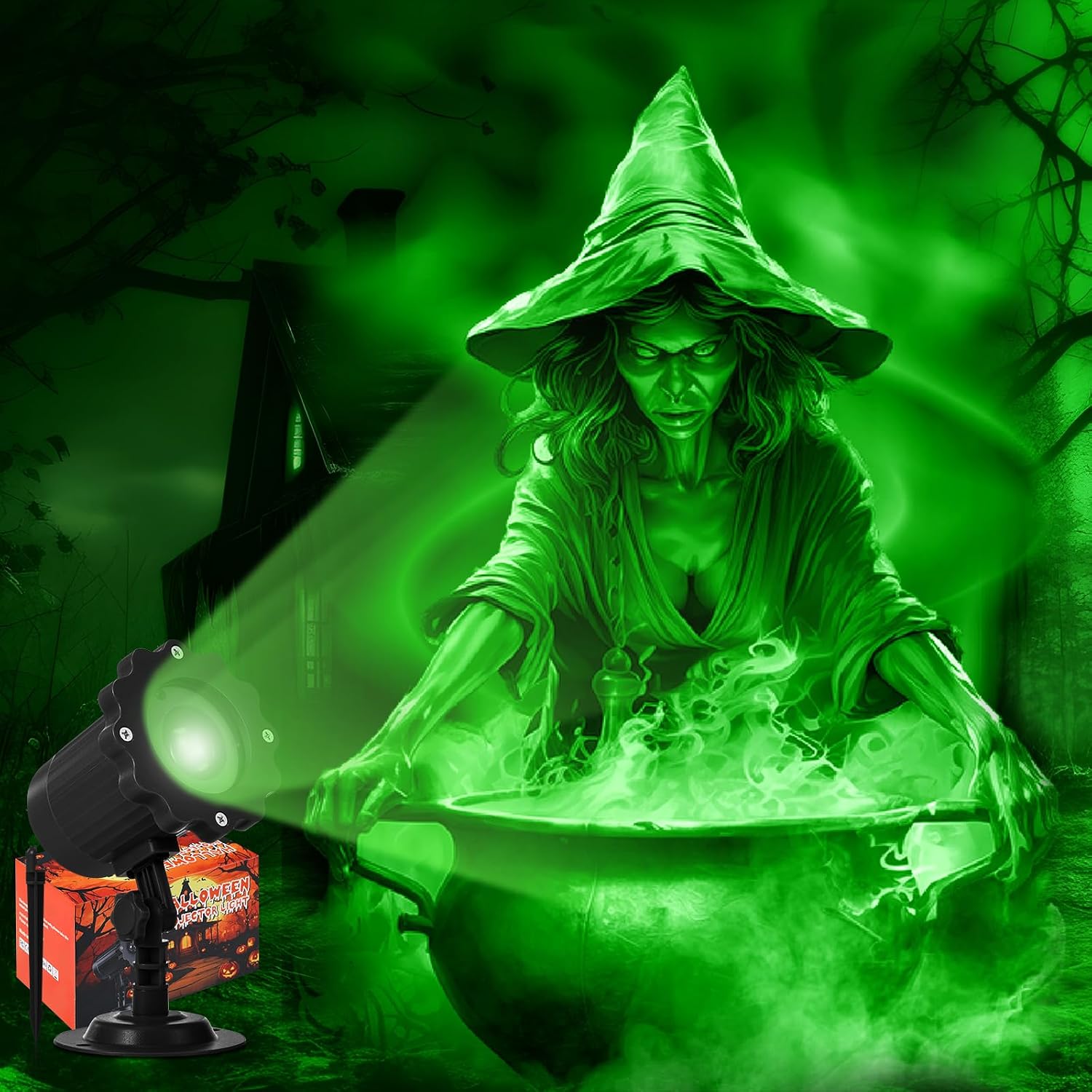 Halloween 3D projector Witches and Cauldron design option