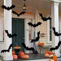 Halloween Hanging Bats - 12 Pack 3D Realistic Black Bats for Yard & Outdoor