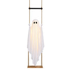 Hanging swing ghost decoration with lights, on white