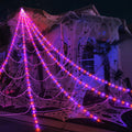 Giant Halloween spider web lights Purple and Orange 290 LED 23 ft option