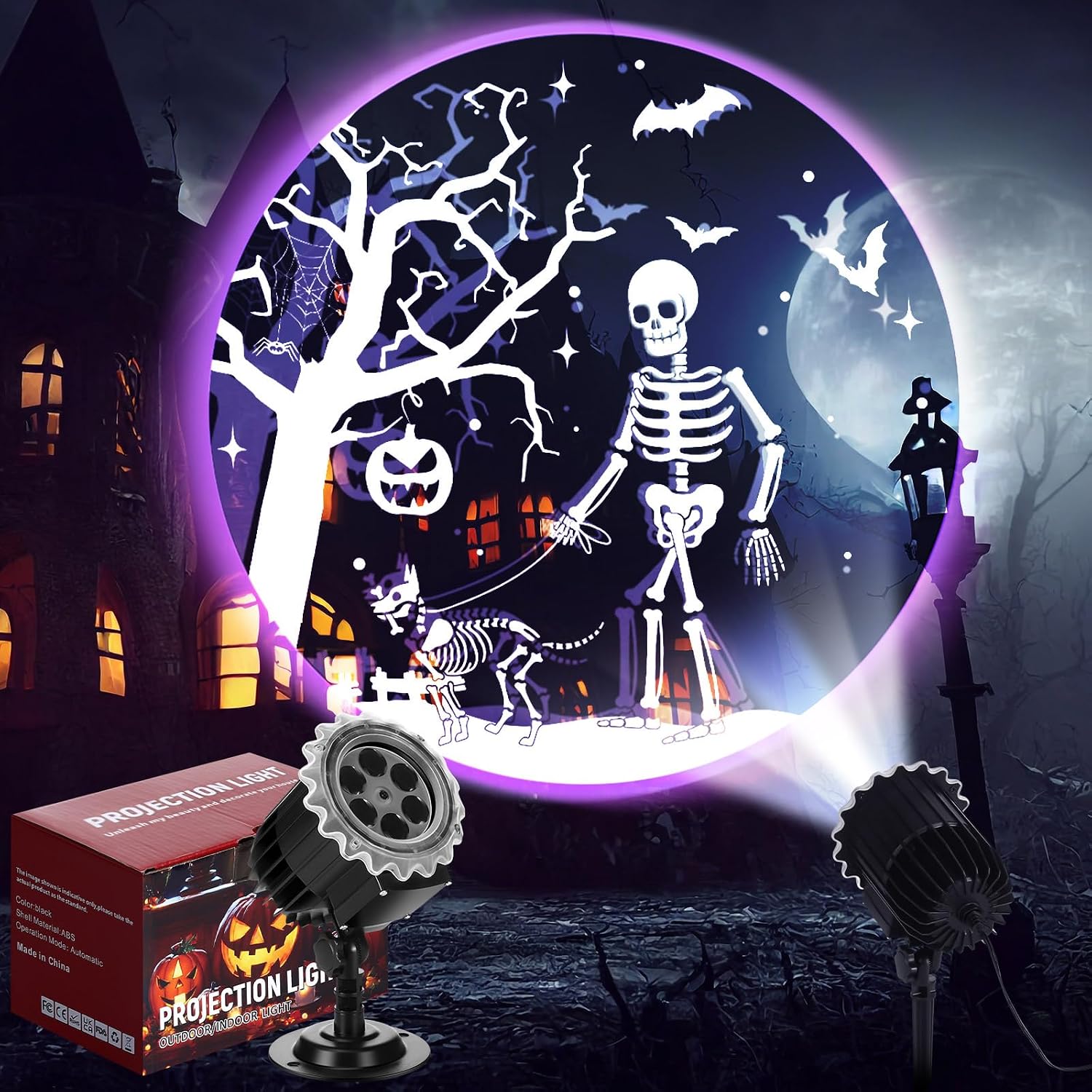 Halloween projector light Skeletons and Dogs design option