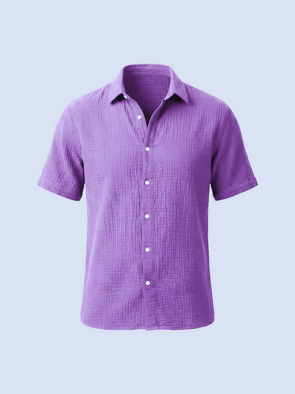 Crinkled Cotton Short Sleeve Button-Down Shirt