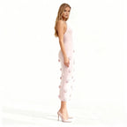 Alexie Rosette Knit Midi Dress – Plunging Neckline Lace-Up Back Dress | Couture Romantic Elegance