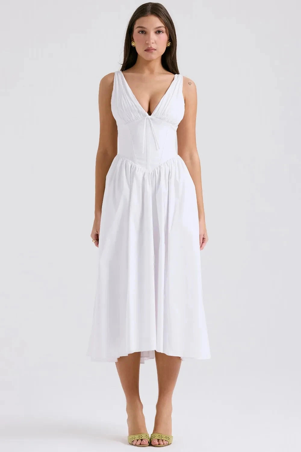 Embrace the Serenity Tropical Midi Sundress – Bold Print Vacation Dress | Effortless Island Elegance