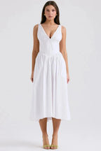 Embrace the Serenity Tropical Midi Sundress – Bold Print Vacation Dress | Effortless Island Elegance
