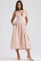 Embrace the Serenity Tropical Midi Sundress – Bold Print Vacation Dress | Effortless Island Elegance