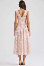 Embrace the Serenity Tropical Midi Sundress – Bold Print Vacation Dress | Effortless Island Elegance