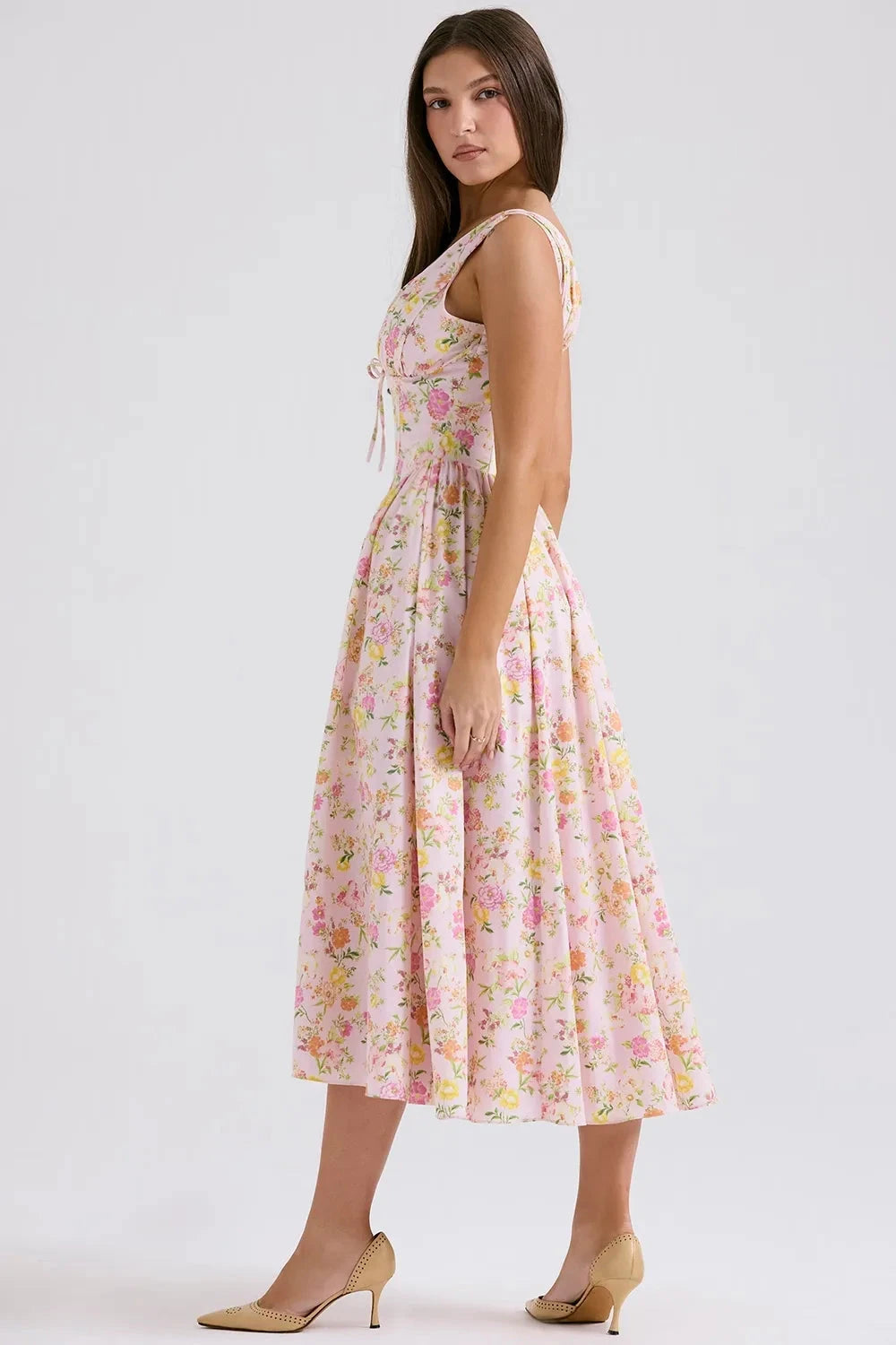 Embrace the Serenity Tropical Midi Sundress – Bold Print Vacation Dress | Effortless Island Elegance