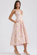 Embrace the Serenity Tropical Midi Sundress – Bold Print Vacation Dress | Effortless Island Elegance
