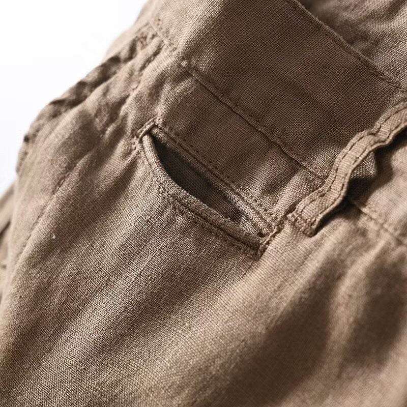 Men’s Pre-Washed Linen Relaxed Tailored Pants – Breathable Warm-Weather Trousers