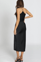 Anabelle Moonlight Satin Open-Back Maxi Dress – Elegant Thigh Slit Evening Gown | Modern Goddess Style