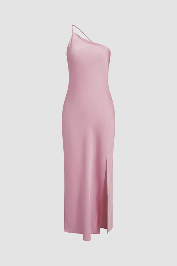 Anabelle Moonlight Satin Open-Back Maxi Dress – Elegant Thigh Slit Evening Gown | Modern Goddess Style