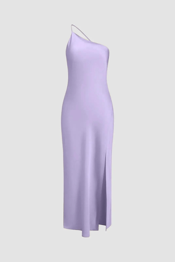 Anabelle Moonlight Satin Open-Back Maxi Dress – Elegant Thigh Slit Evening Gown | Modern Goddess Style