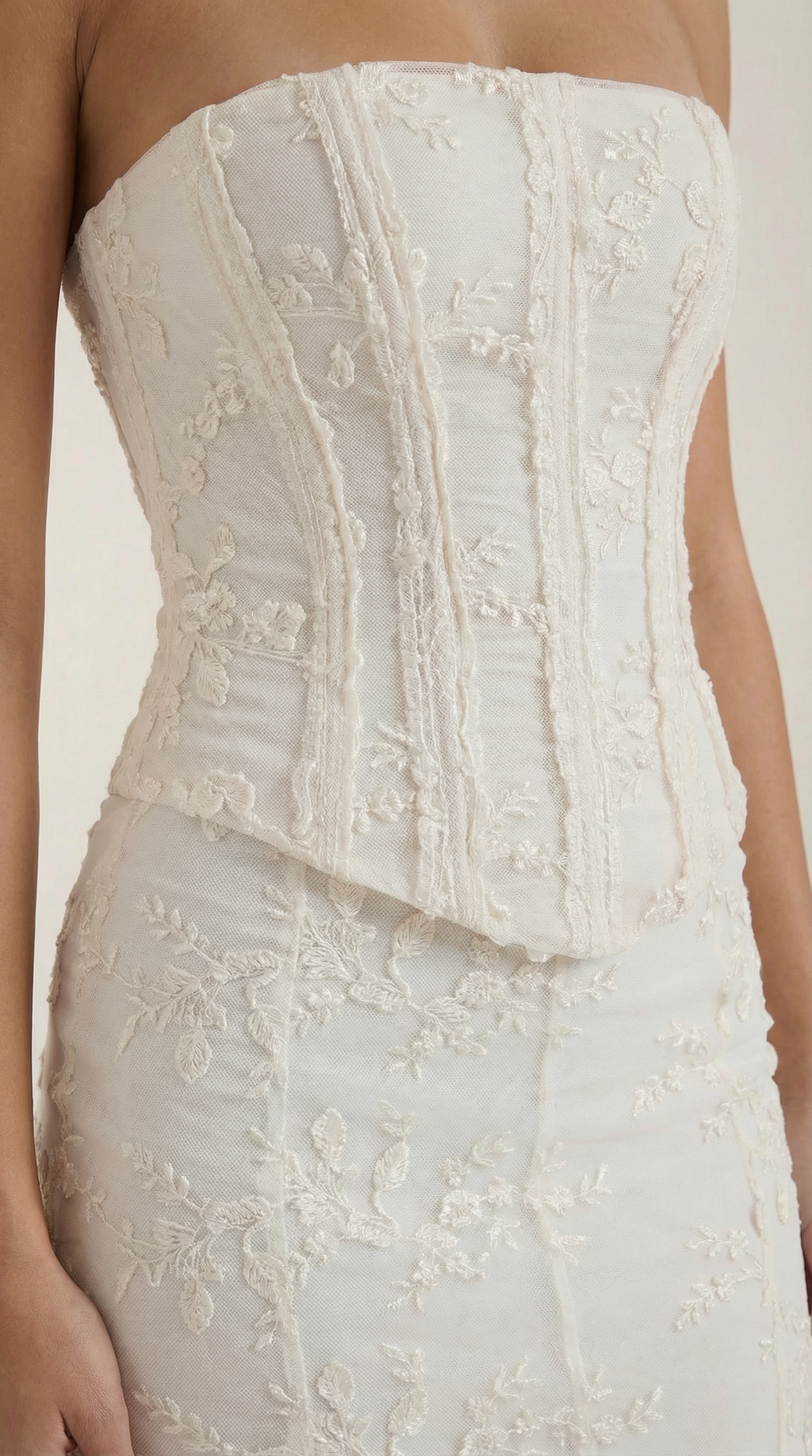 Anastasia Corset Lace Maxi Dress — Women’s Strapless Bustier Mermaid Wedding & Formal Lace Gown