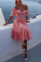 Nathalia  Off-Shoulder Patchwork Ruffle Mini Dress – Feminine Flair Romantic Style