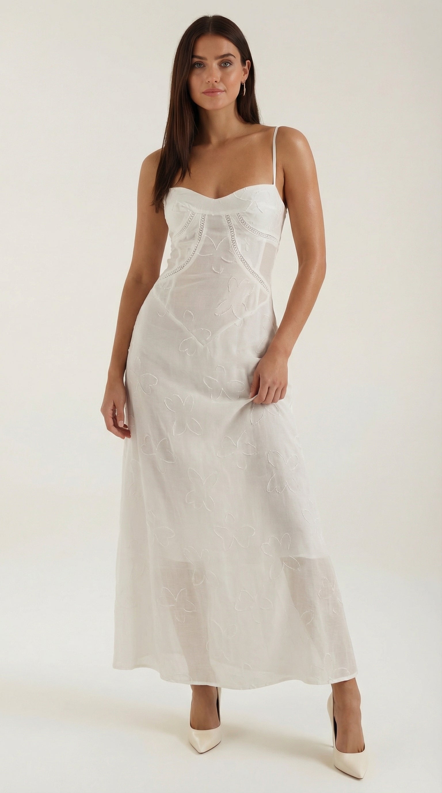 Donna Lace Maxi Dress — Women’s Sweetheart Floral Jacquard Bridal Gown Elegant Formal Evening Dress