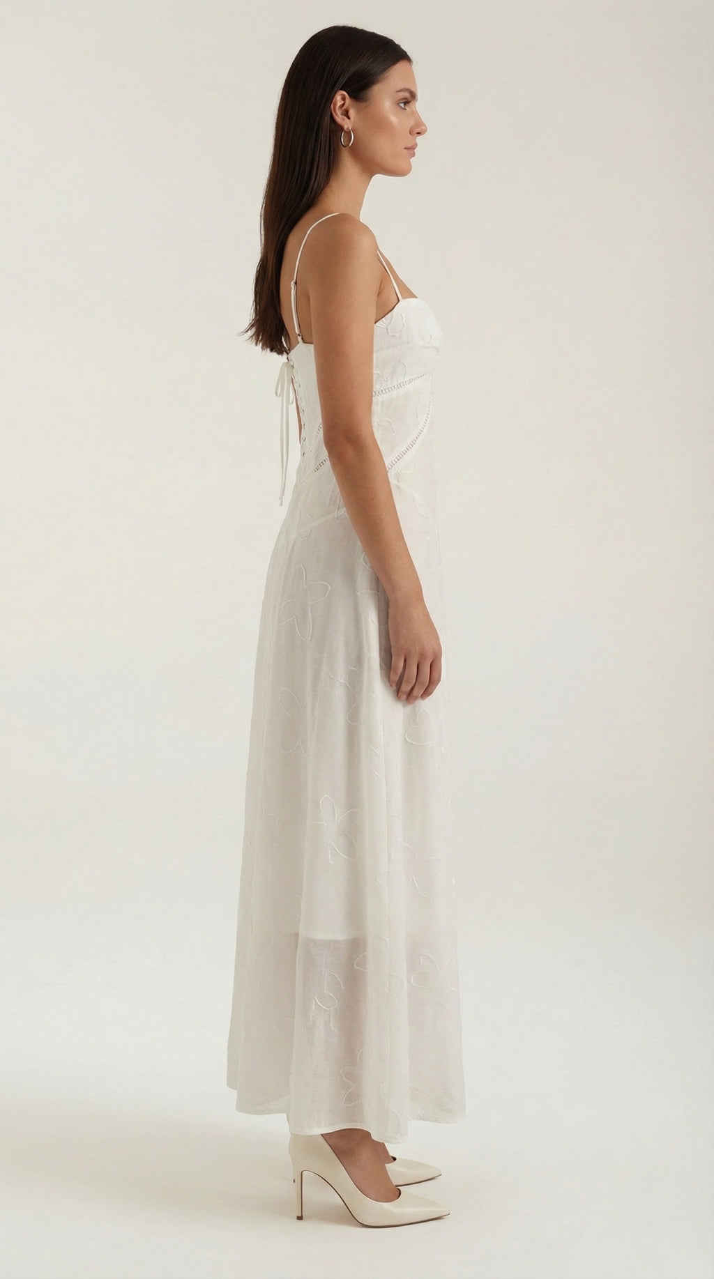 Donna Lace Maxi Dress — Women’s Sweetheart Floral Jacquard Bridal Gown Elegant Formal Evening Dress