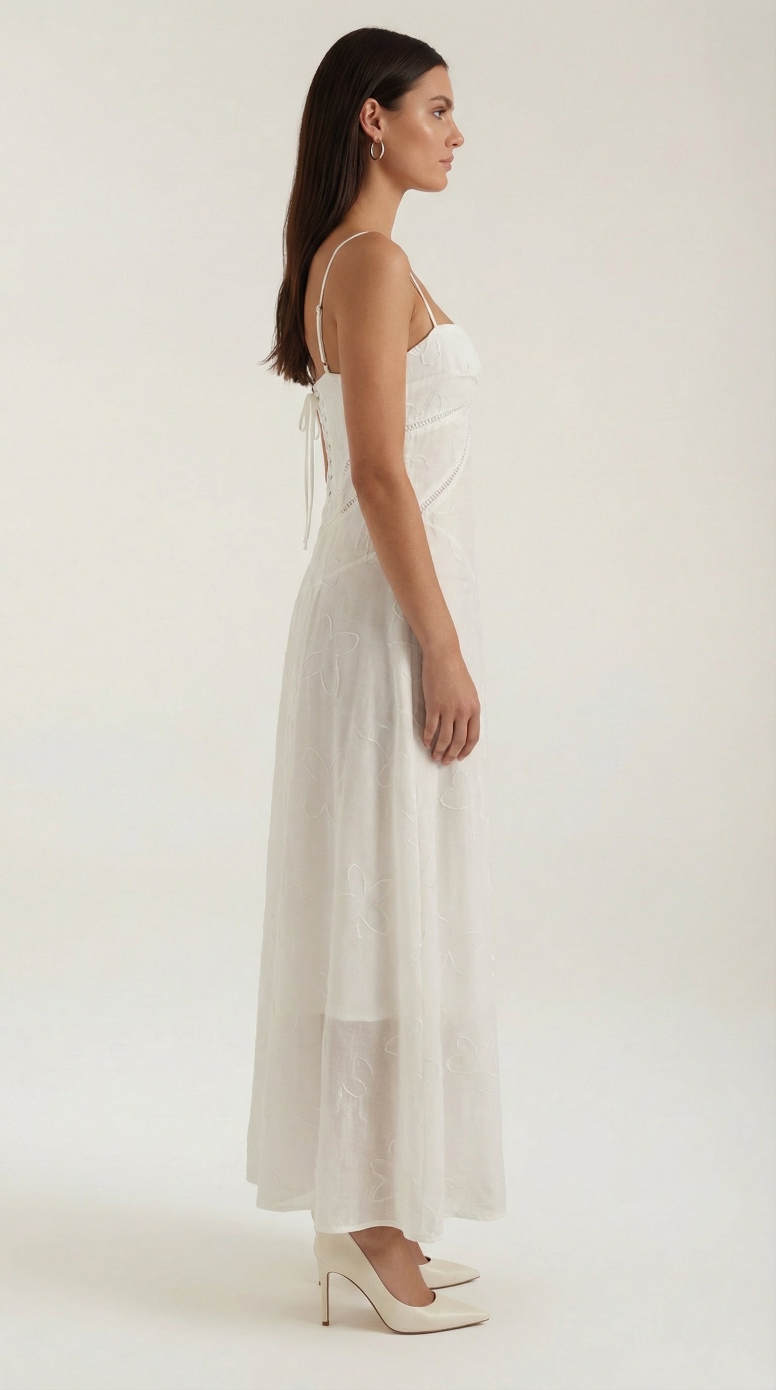 Donna Lace Maxi Dress — Women’s Sweetheart Floral Jacquard Bridal Gown Elegant Formal Evening Dress