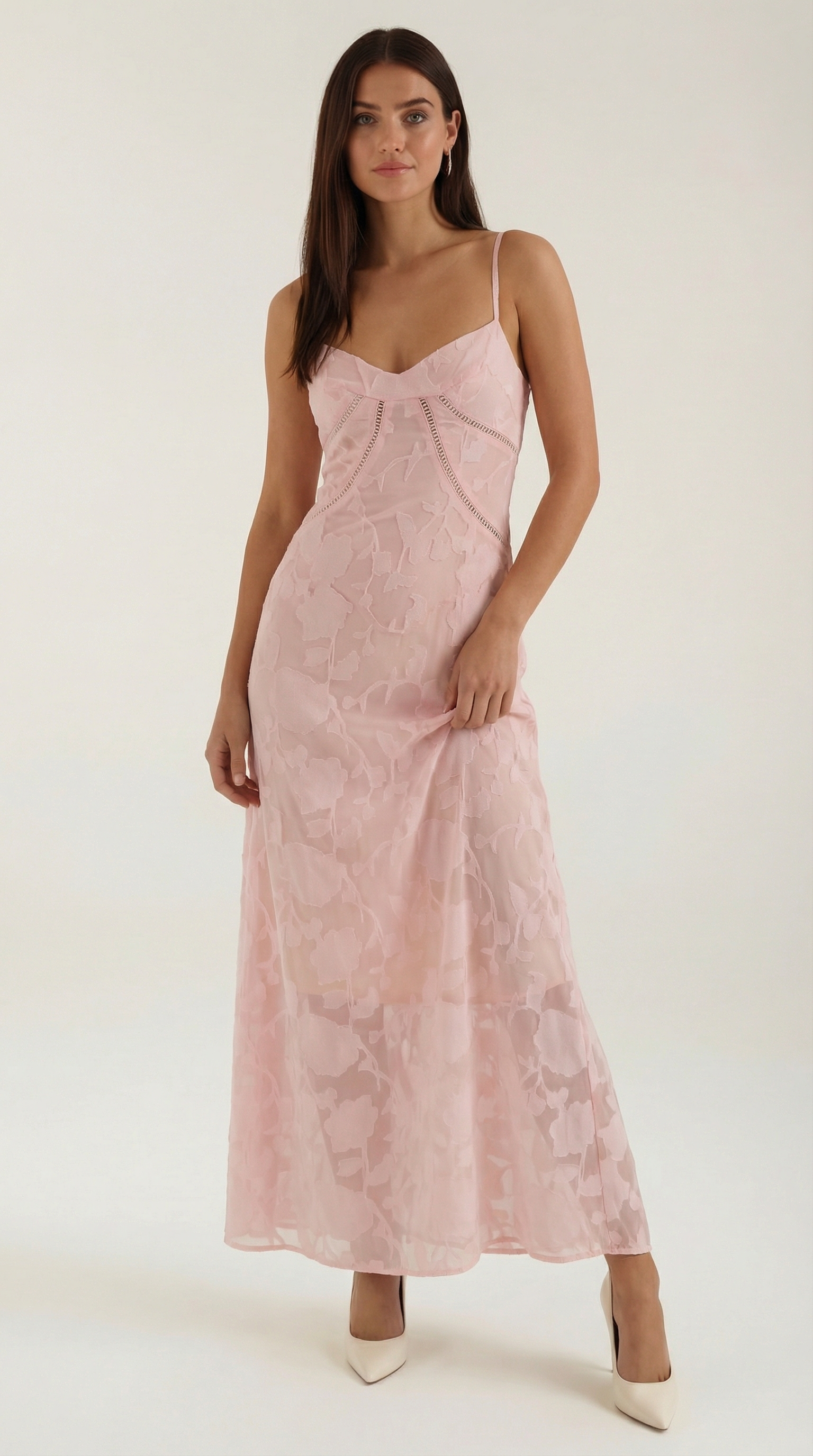 Donna Lace Maxi Dress — Women’s Sweetheart Floral Jacquard Bridal Gown Elegant Formal Evening Dress
