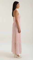 Donna Lace Maxi Dress — Women’s Sweetheart Floral Jacquard Bridal Gown Elegant Formal Evening Dress