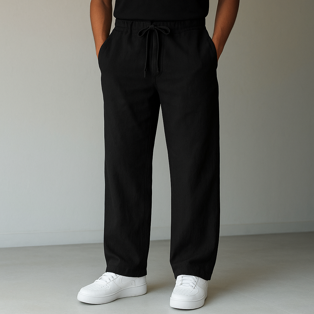 Men’s Linen Drawstring Pants – Lightweight Breathable Relaxed Fit Summer Trousers