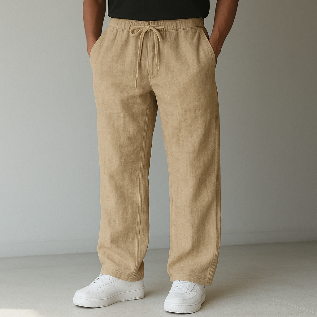 Men’s Linen Drawstring Pants – Lightweight Breathable Relaxed Fit Summer Trousers