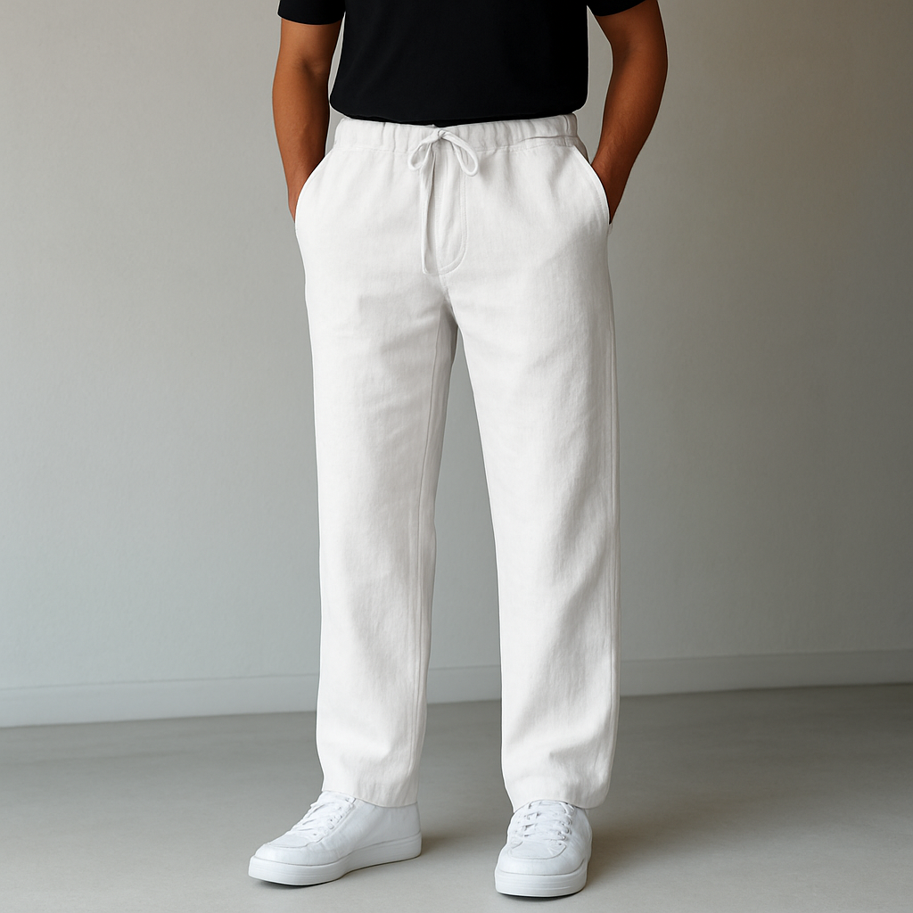 Men’s Linen Drawstring Pants – Lightweight Breathable Relaxed Fit Summer Trousers