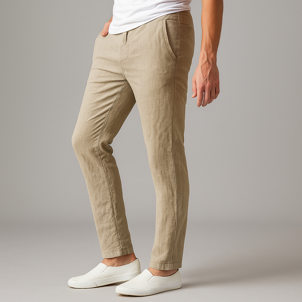 Men’s Lightweight Linen Drawstring Pants – Relaxed Fit Breathable Summer Casual Trousers