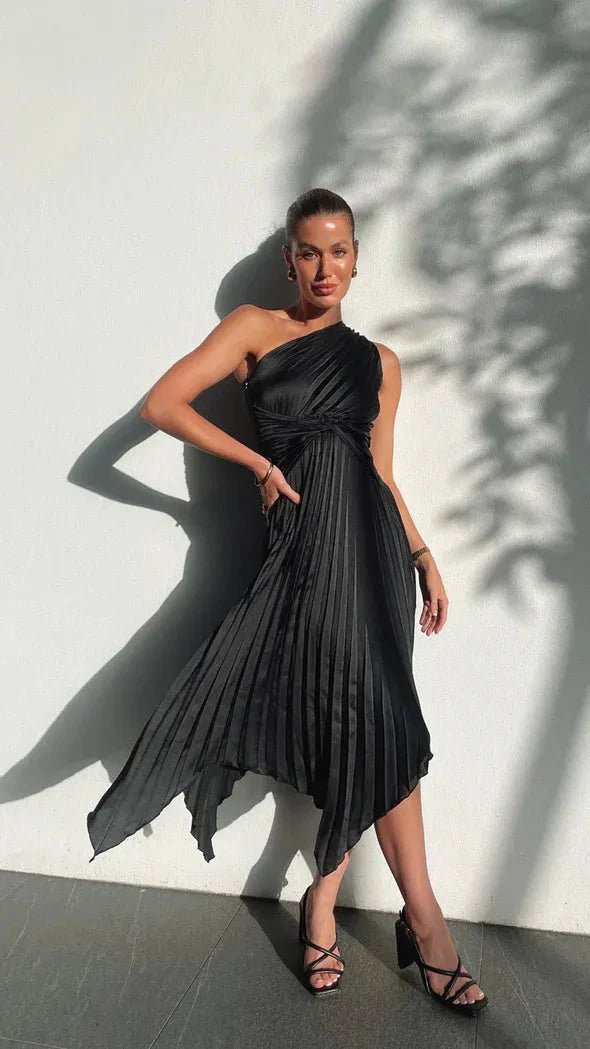 Sleek One-Shoulder Midi Dress – Modern Bodycon Dress | Elegant Evening Style