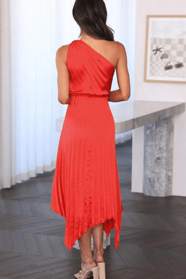 Sleek One-Shoulder Midi Dress – Modern Bodycon Dress | Elegant Evening Style