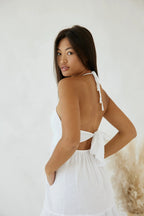 Carlotta Maxi Dress — Women’s Open Back Halter Tie Cotton Maxi Dress for Brunch & Summer Occasions