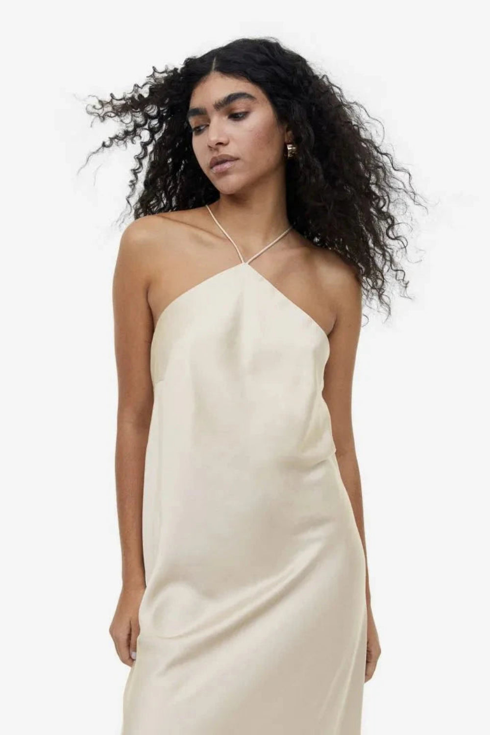 Donna Gown – Liquid Satin Open-Back Floral Halter Evening Dress | Timeless Modern Romance