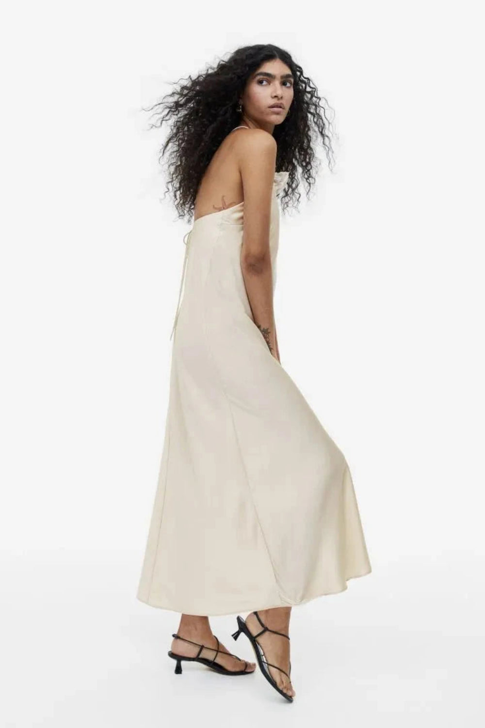 Donna Gown – Liquid Satin Open-Back Floral Halter Evening Dress | Timeless Modern Romance