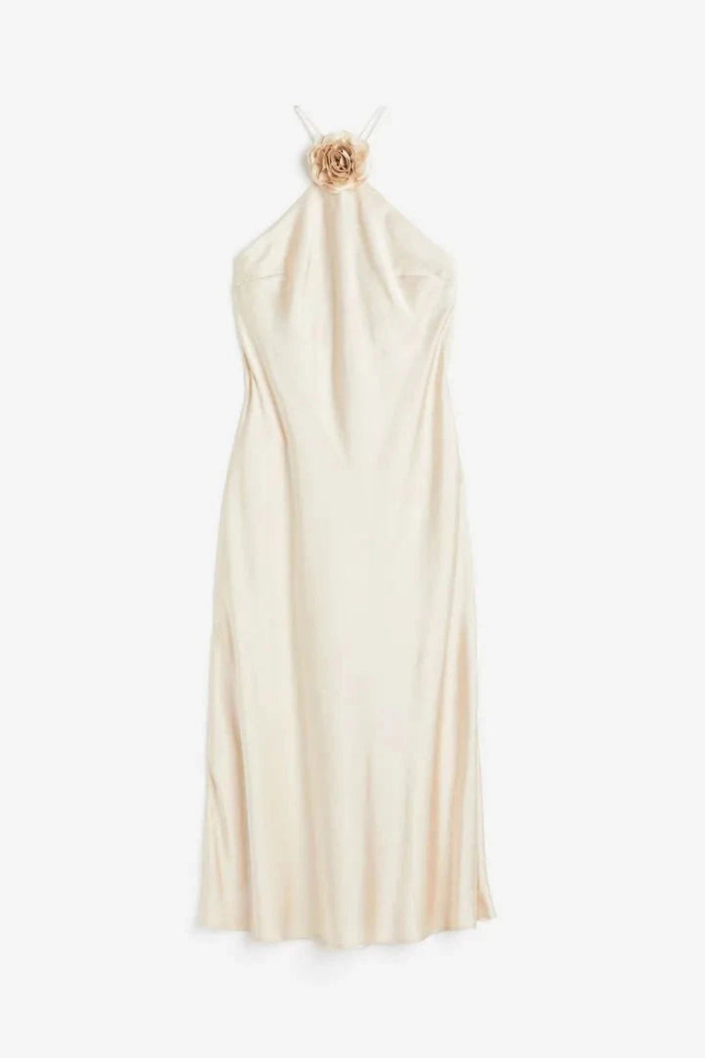 Donna Gown – Liquid Satin Open-Back Floral Halter Evening Dress | Timeless Modern Romance