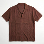 Men’s Ultrasoft Textured Knit Camp Collar Shirt – Short Sleeve Button Front Relaxed Fit Casual Shirt