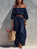 Chic Maxi Off The Shoulder Long-Sleeved Summer Dress for Women