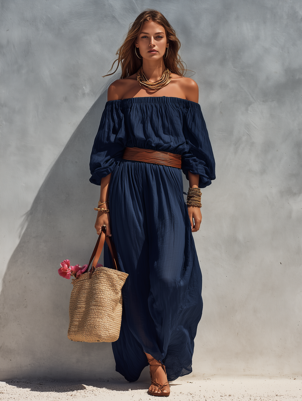 Chic Maxi Off The Shoulder Long-Sleeved Summer Dress for Women