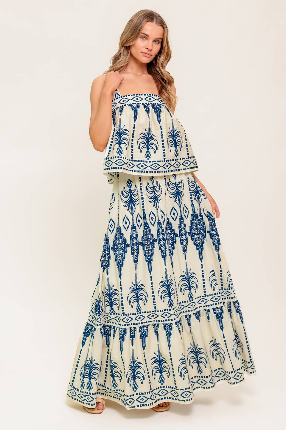 Printed Cotton Top and Skirt Set