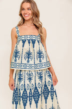 Printed Cotton Top and Skirt Set