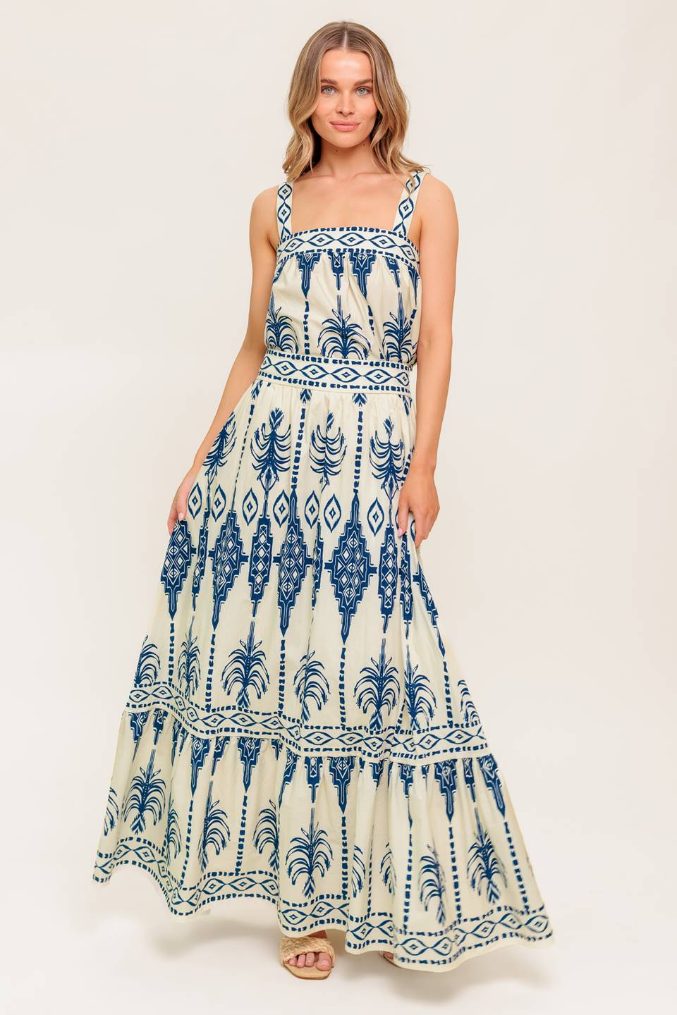 Printed Cotton Top and Skirt Set