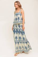 Printed Cotton Top and Skirt Set