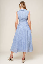 Slate Blue Collared Button-Down Woven Midi Dress