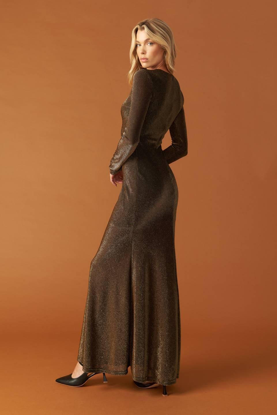 Women’s Long Sleeve Mermaid Maxi Dress – Elegant Round Neck Fitted Evening Gown