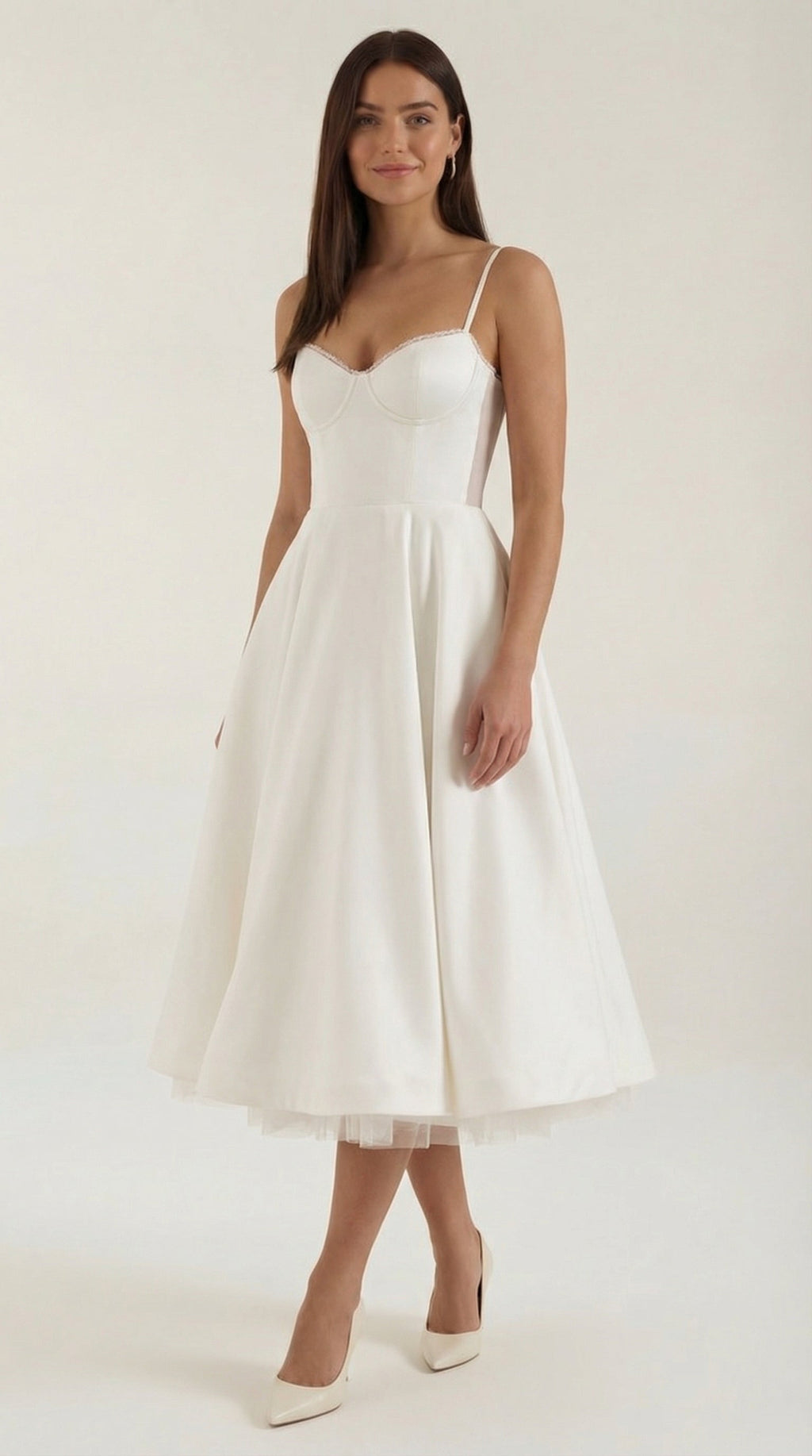 Tulle Midi Dress — Women’s Sweetheart Neck Tulle Skirt Elegant Cocktail Party Dress with Pockets